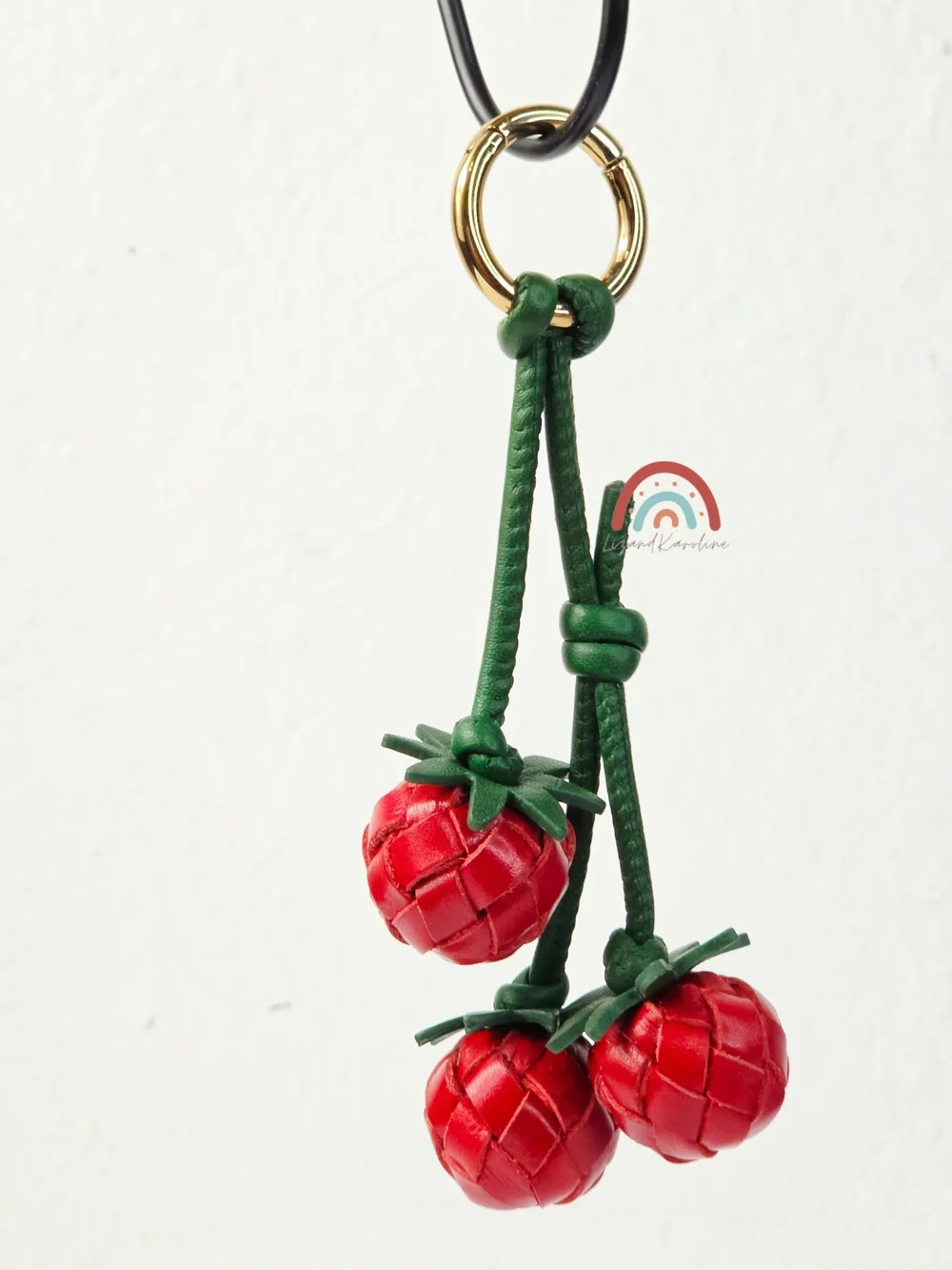 New! Madewell Woven Tomato Bag Charm in Leather Scarlett - Picture 5 of 9